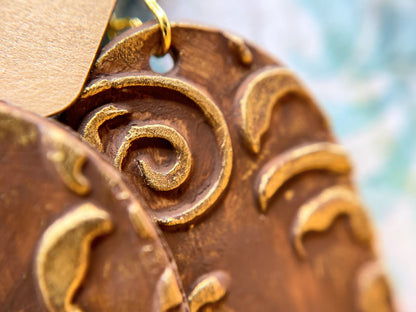 Gold and Brown Polymer Clay Earrings