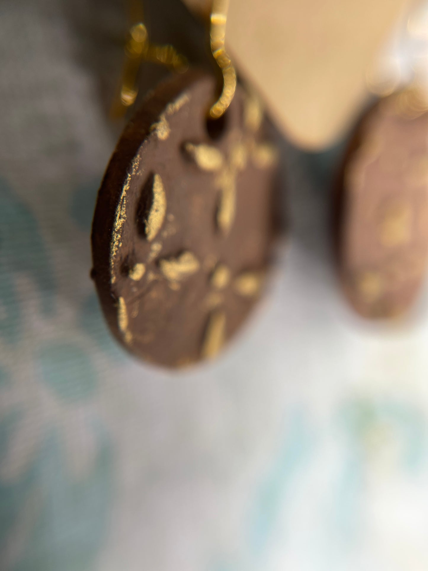 Brown and Gold Circle Earrings