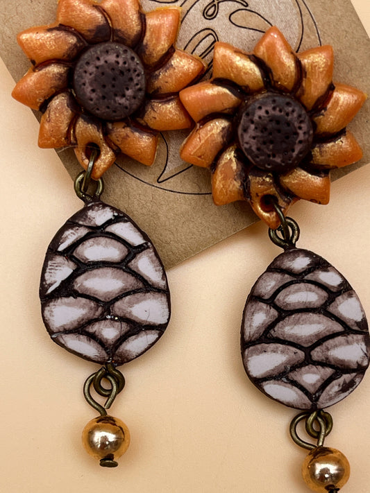 Sunflower and Pinecone Dangle