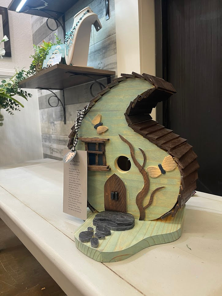 Whimsical Blue Birdhouse