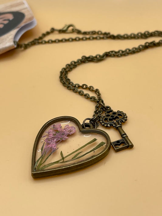 Wildflower Resin Necklace with Bronze Chain